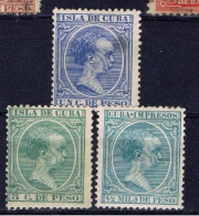 C+ Kuba 1891 1894 1896 Mi 79 88 106 Alfons XIII. - Cuba (1874-1898)