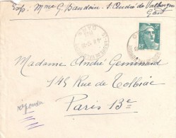 3364 St ANDRE De VALBORGUE GARD Ob Horoplan Lautier A  Ob 10 10 1945 Gandon  2 F Vert Yv 713 - Lettres & Documents