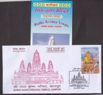 India  2010 Shree Radha Krishna Temple  Architecture  Hinduism  KANPUR  Special Cover  # 66453  Inde Indien - Abdijen En Kloosters