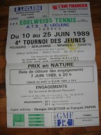 TOURNOI DES JEUNES) 1989 TARBES -DATES RENCONTRES ENGAGEMENTS AFFICHE 60X40 - Otros & Sin Clasificación