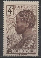 IVORY COAST 1936 Baoule Woman - 4c. - Brown  MNG - Unused Stamps