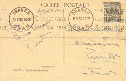 Flamme D'oblitération Sur Carte Postale -Oran-15/5/1933-''Buvez Du Vin D'Algérie-B.Abbes-Avril Mai 1933 - Lettres & Documents