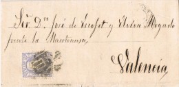 16441. Carta Entera BARCELONA 1870 Valencia. Alegoria, Parrilla Numeral 2 - Cartas & Documentos