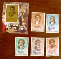 FUJEIRA Musique, BEETHOVEN, MICHEL 732/37+BF 67** Neuf Sans Charniere. MNH. - Musique