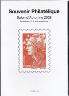 FRANCE FDC 2008 SALON D´AUTOMNE - Souvenir Philatelique 1 Bloc 2 Carnets 5 Timbres Double A3. - 2010-2019