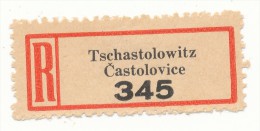 Böhmen Und Mähren / R-label: Tschastolowitz - Castolovice (2x Number: "345" And "3") German-Czech Text (BM1-0316) - Altri & Non Classificati