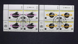 UNO-Wien 147/8 Yv 163/4 Oo/FDC-cancelled Eckrandviererblock ´A´, 45 Jahre Weltgesundheitsorganisation (WHO) - Used Stamps