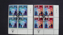 UNO-Wien 160/1 Yv 180/1 Oo/FDC-cancelled Eckrandviererblock ´D´, Internationales Jahr Der Familie - Used Stamps