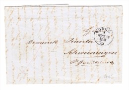 Heimat ZH HORGEN 8.3.1859 Einkreisstempel Auf Brief Ohne Marken Nach Schweiningen GR - Briefe U. Dokumente