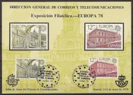 España Hoja Recuerdo 1978 HR 059 Europa.Matasellada - Hojas Conmemorativas