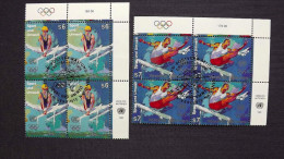 UNO-Wien 214/5 Oo/FDC-cancelled Eckrandviererblock 'B', 100 Jahre Olympische Spiele Der Neuzeit - Used Stamps