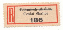 Böhmen Und Mähren / R-label: Böhmisch-Skalitz - Ceska Skalice ("908") Nationalized - German Text Removed (BM1-0355) - Autres & Non Classés