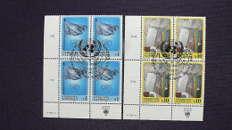 UNO-Wien 203/4 Oo/FDC-cancelled Eckrandviererblock ´C´, Abstraktes Gem. Von Karl Korab (*1937), österr. Maler - Used Stamps