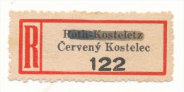 Böhmen Und Mähren / R-label: Roth-Kosteletz - Cerveny Kostelec ("122") Nationalized - German Text Removed (BM1-0359) - Altri & Non Classificati