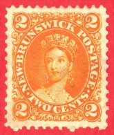 Canada New Brunswick # 7 -  2 Cents - O VF - Dated  1860 -  Queen Victoria  / Reine Victoria - Usati