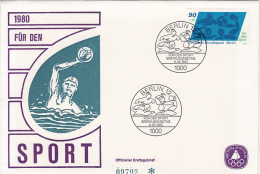 FOR THE SPORTS, WATER POLO, EMBOISED COVER FDC, 1980, GERMANY - Water Polo