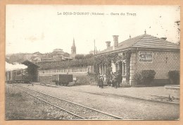 Delcampe - Le BOIS - D´ OINGT (Rhône) -- Gare De Tram - Voyagée 1916 - TRAIN - TRAMWAY - GARE - Pub Pétrole HANN - Le Bois D'Oingt