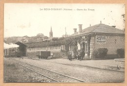 Le BOIS - D´ OINGT (Rhône) -- Gare De Tram - Voyagée 1916 - TRAIN - TRAMWAY - GARE - Pub Pétrole HANN - Le Bois D'Oingt