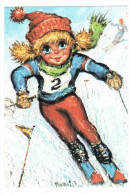 CPSM LES PETITS  POULBOT ENFANT MICHEL THOMAS SKI  SKIEUSE LE SLALOM C/100 N° 64? - Thomas