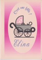 Faire Part Naissance-landau -prénom Elina " C'est Une Fille!" - Birth