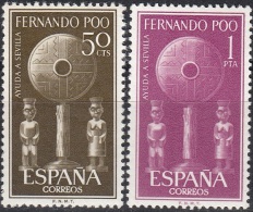 Fernando Poo 1963 Michel 209 - 210 Neuf ** Cote (2002) 0.80 Euro Pour Les Inondations De Seville Architecture Aborigines - Fernando Po