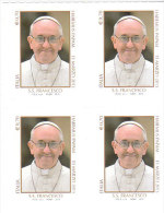 ITALIA 2013 PAPA FRANCESCO - QUARTINA INTEGRA AUTOADESIVI - Blocks & Sheetlets