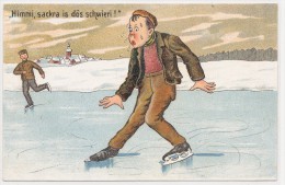 Illustrateur - Homme En Difficulté Sur Une Patinoire - Humour Patin Neige Glace - Himmi Sackra Is Dös Schwieri - Klimmen