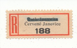 Böhmen Und Mähren / R-label: Roth-Janowitz - Cervene Janovice (num. "188") Nationalized - German Text Removed (BM1-0368) - Autres & Non Classés
