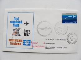 Cover Sent From Netherlands Plane Airplane Klm Special Cancel First Flight 1967 - Brieven En Documenten