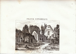 1835 - Gravure Sur Cuivre - Neufchâtel-en-Saosnois (sarthe) - L'abbaye De Perseigne - FRANCO DE PORT - Estampas & Grabados