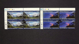 UNO-Wien 397/8 Yv 410/1 Oo/FDC-cancelled Eckrandviererblock ´A´,UNESCO-Welterbe: USA - Used Stamps