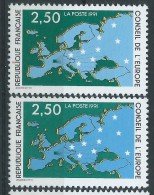 [13] Variétés Services N° 106 Conseil De L'Europe Bleu-gris Au Lieu De Bleu  + Normal ** - Unused Stamps