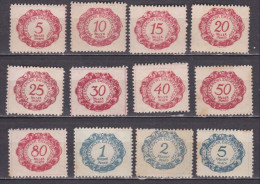 Liechtenstein 1920 Portomarken Ziffernzeichnung Kompletter Satz Mit Falz Mi P 1 / 12 - Taxe
