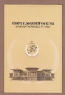 AC - TURKEY PORTFOLIO FDC - 92nd YEAR OF THE REPUBLIC OF TURKEY SPECIAL NUMBERED IMP. S/S MNH 29 OCTOBER 2015 - Blokken & Velletjes