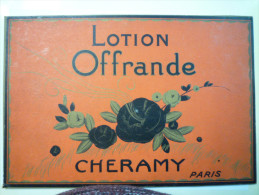 Très Joli  CARTON  PUB  LOTION  OFFRANDE  " CHERAMY "  Paris  (Format  30 X 20 Cm)    - Otros & Sin Clasificación