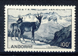 Andorra 1950 Posta Aerea N. 1 Paesaggio Fr. 100 Blu-nero * MLH Catalogo € 62 - Luftpost