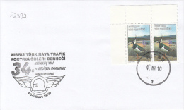 3362FM- LAPWING BIRD STAMPS, AVIATION SYMPOSIUM SPECIAL POSTMARK ON COVER, 2010, TURKEY - Covers & Documents