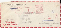 3364FM- AMOUNT 550, IZMIR, BANKS, RED MACHINE STAMPS ON COVER FRAGMENT, 1971, TURKEY - Lettres & Documents