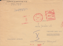 3365FM- AMOUNT 850, IZMIR, BANKS, RED MACHINE STAMPS ON COVER FRAGMENT, 1975, TURKEY - Lettres & Documents