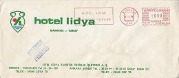 3366FM- AMOUNT 50, MARMARIS, LIDYA HOTEL, RED MACHINE STAMPS ON SPECIAL COVER, 1979, TURKEY - Lettres & Documents