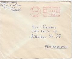 35637- AMOUNT 5000, PINARHISAR, RED MACHINE STAMPS ON COVER, 1983, TURKEY - Storia Postale