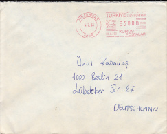 35638- AMOUNT 5000, PINARHISAR, RED MACHINE STAMPS ON COVER, 1983, TURKEY - Covers & Documents