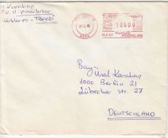 35640- AMOUNT 10000, PINARHISAR, RED MACHINE STAMPS ON COVER, 1985, TURKEY - Covers & Documents