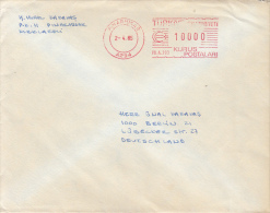 35642- AMOUNT 10000, PINARHISAR, RED MACHINE STAMPS ON COVER, 1985, TURKEY - Covers & Documents