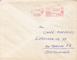 35644- AMOUNT 10000, BESIKTAS, RED MACHINE STAMPS ON COVER, 1985, TURKEY - Lettres & Documents