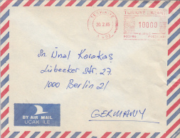 35645- AMOUNT 10000, TESVIKIYE, RED MACHINE STAMPS ON COVER, 1985, TURKEY - Lettres & Documents