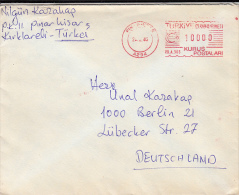 35646- AMOUNT 10000, PINARHISAR, RED MACHINE STAMPS ON COVER, 1985, TURKEY - Storia Postale