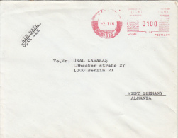 35649- AMOUNT 100, RED MACHINE STAMPS ON COVER, 1986, TURKEY - Briefe U. Dokumente