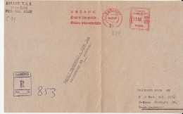 35657- AMOUNT 1300, KARAKOY, ADVERTISING, RED MACHINE STAMPS ON REGISTERED COVER FRAGMENT, 1987, TURKEY - Cartas & Documentos