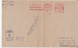 35657- AMOUNT 1300, KARAKOY, ADVERTISING, RED MACHINE STAMPS ON REGISTERED COVER FRAGMENT, 1987, TURKEY - Lettres & Documents